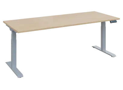 Fleximax 28-20 výškově nastavitelný stůl, kovová podnož stříbrná, deska 25 mm, široký 2000 mm, bříza irská